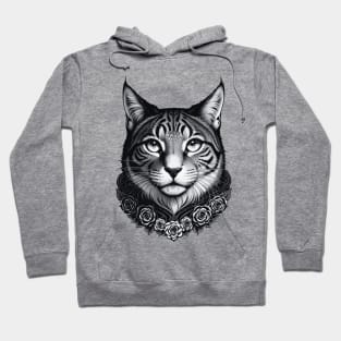 Cat face with flowers. Hoodie